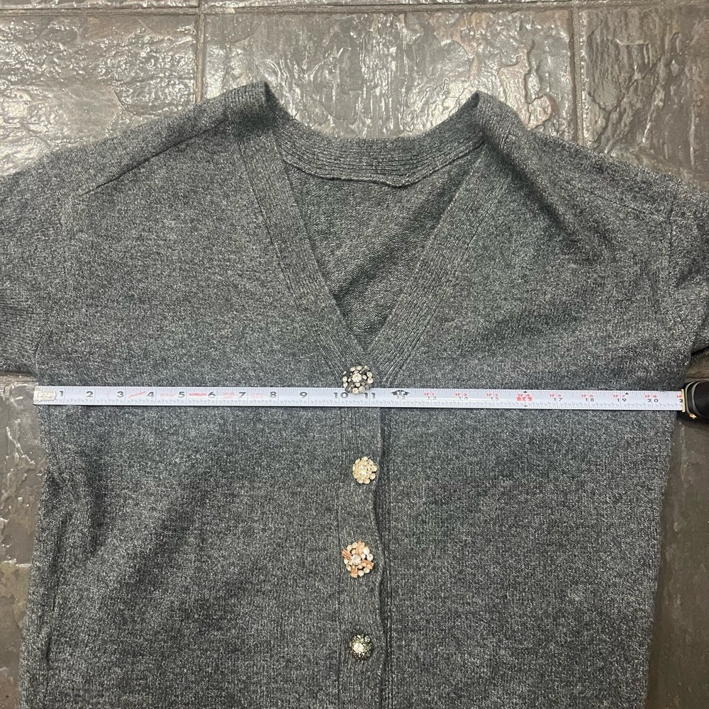 CeCe Charcoal Gray Embellished Button Cardigan – Soft Knit V-Neck Sweater SZ: S - Picture 12 of 14